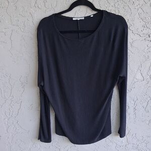 Vince Black Azalea Fitted Long Sleeve Blouse